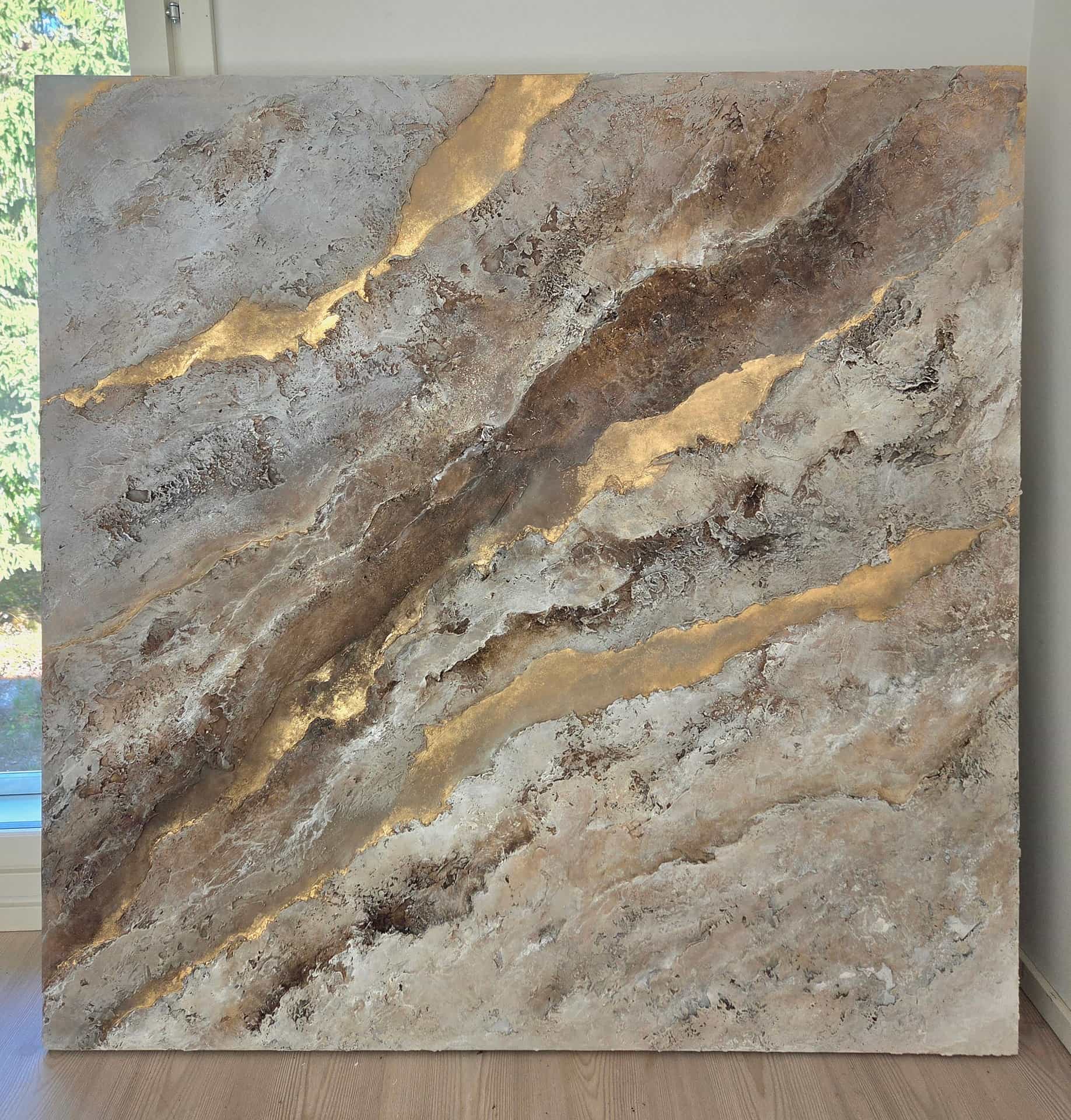 Teos kankaalle "Ajan kerrokset" 130cm x 130cm